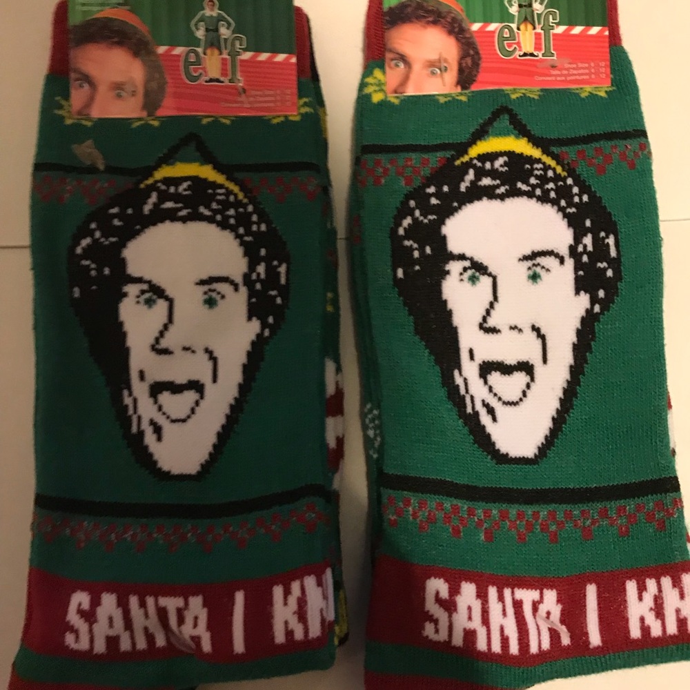 ELF XMAS SOCKS. FOUR PAIRS. Adult size 6-12